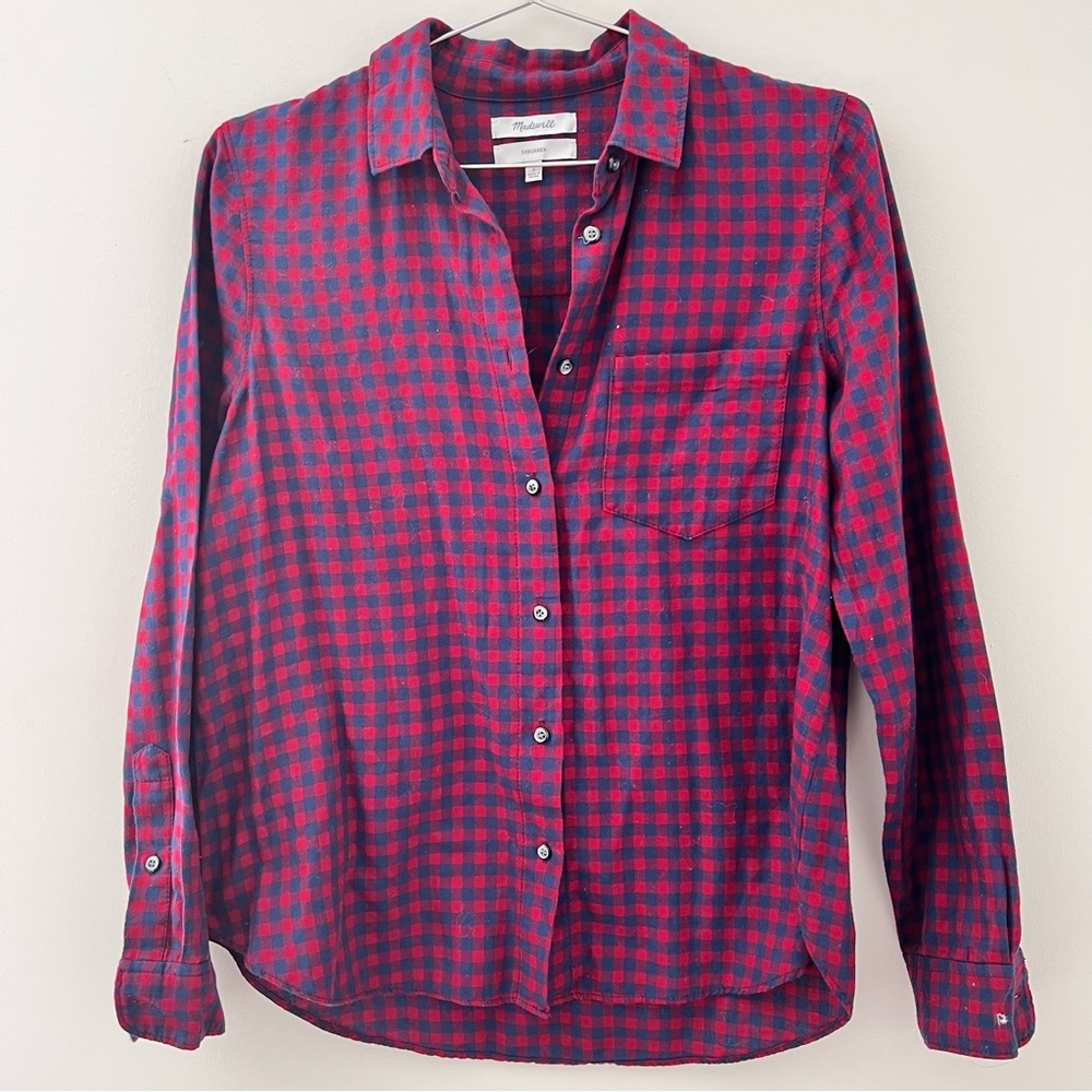 Madewell Shrunken Fit Plaid Flannel Button Down Shirt
